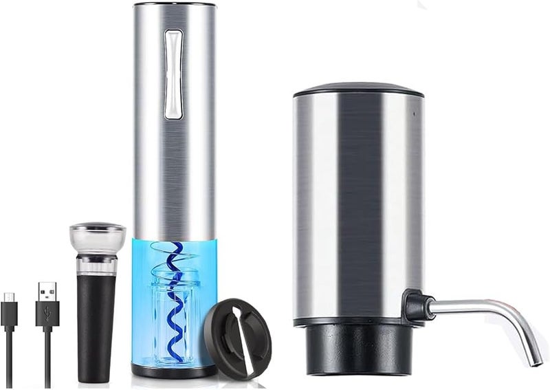 مجموعة فتاحة زجاجات النبيذ الأوتوماتيكية القابلة لإعادة الشحن مع مهوية من الفولاذ المقاوم للصدأ لمختلف المناسبات - Image 1